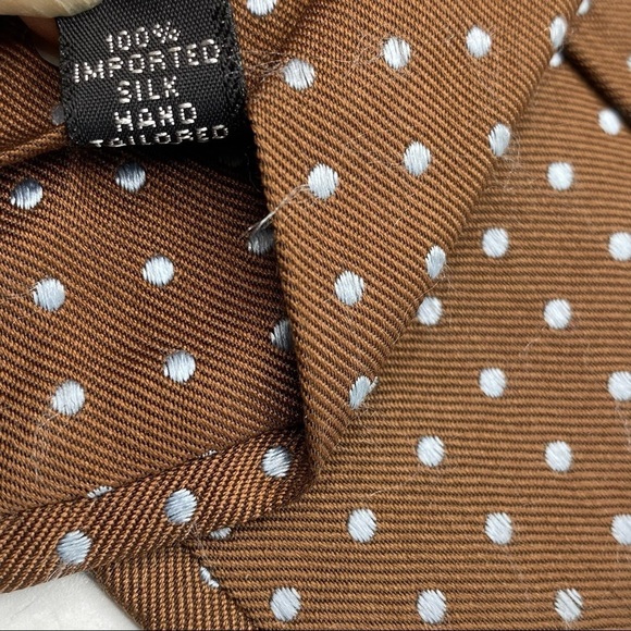 Ike Behar Brown White Polka Dot Silk Tie - Picture 5 of 6